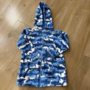 UV Skinz boys hooded zipup terry beach coverup Blue Shark Pattern